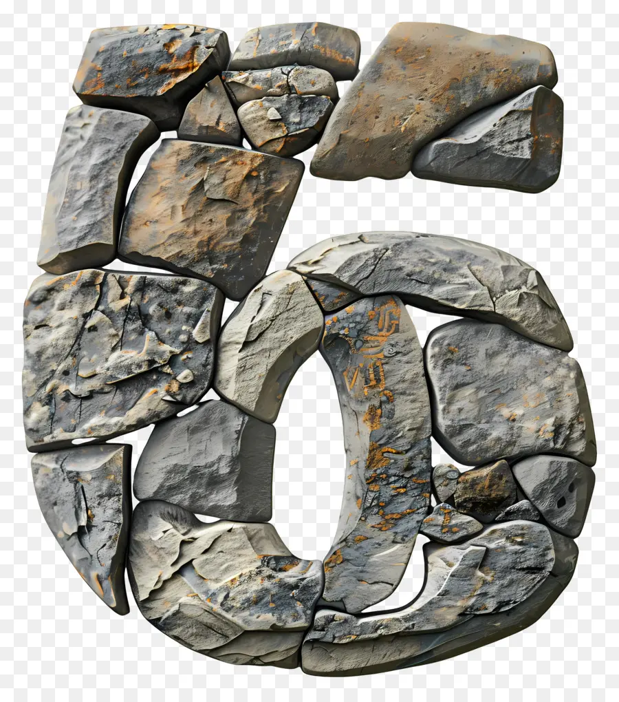 номер 6，Каменный цифра PNG