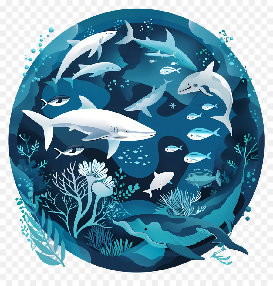 Всемирный день океанов，морских существ PNG
