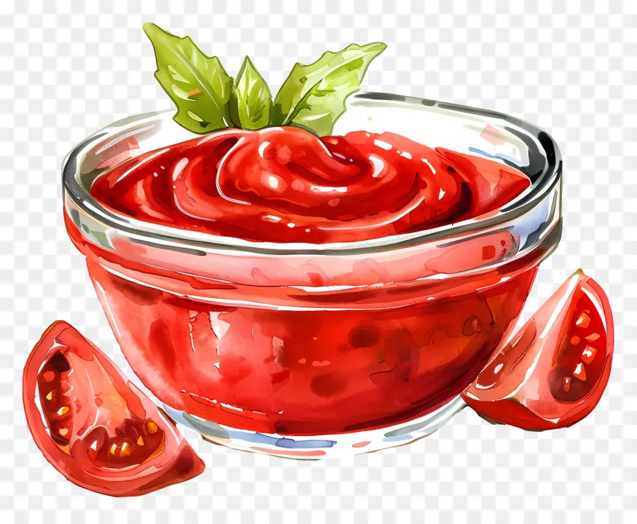 Миска томатный соус，акварельная живопись PNG
