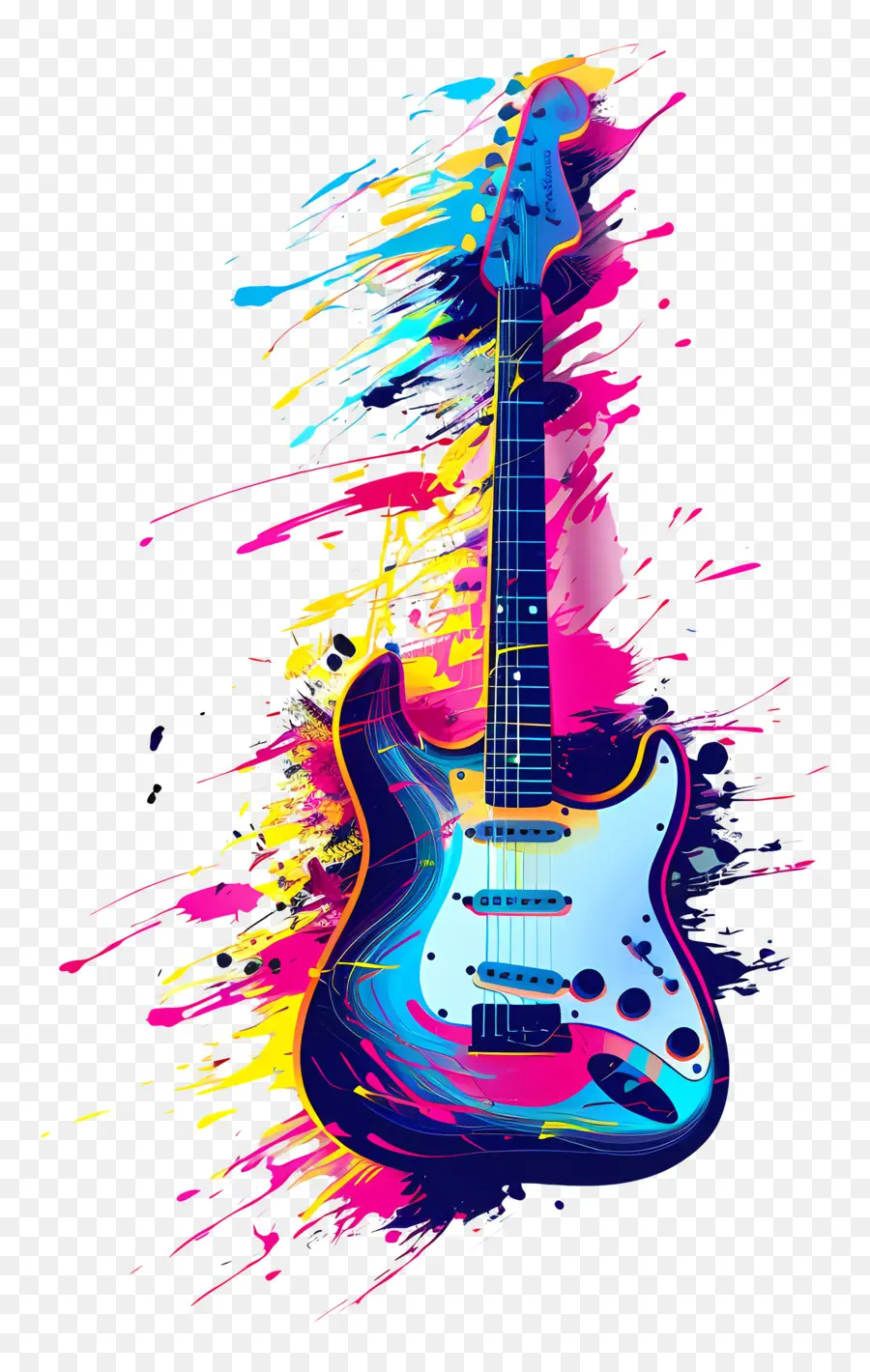 Электрическая гитара，краски брызги PNG