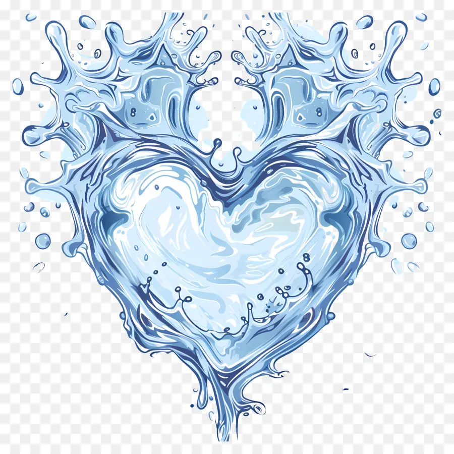Водяное сердце брызг，вода сердце PNG