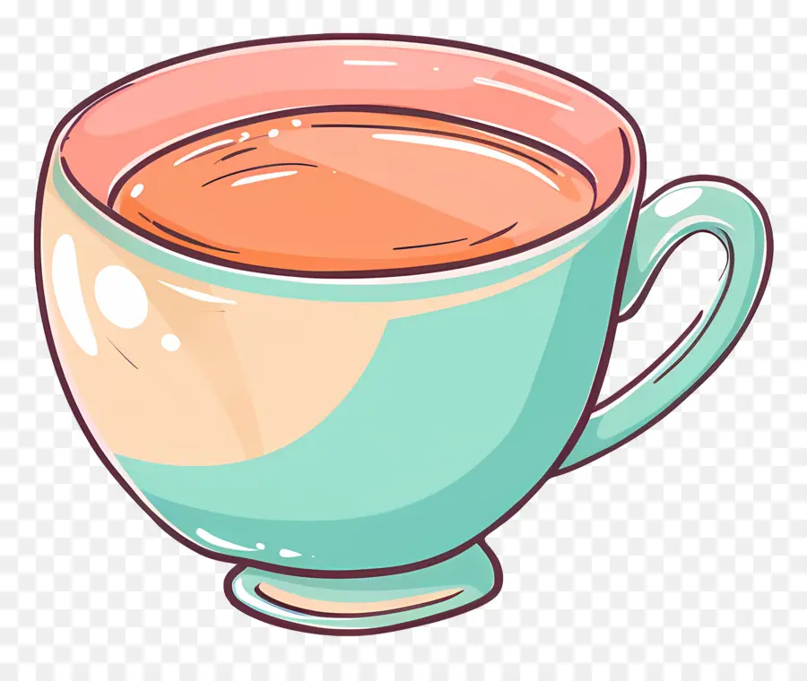 чашка чая，розовая и синяя чашка PNG