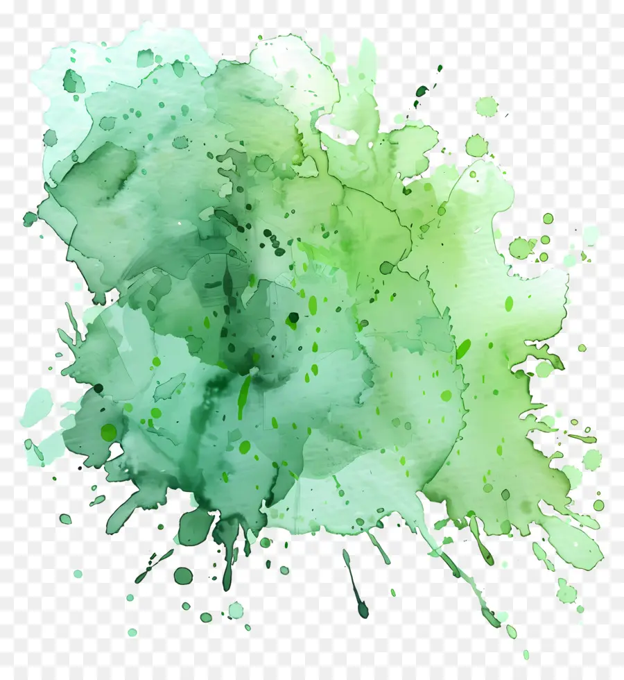 Зеленый акварельный всплеск，зеленая краска PNG
