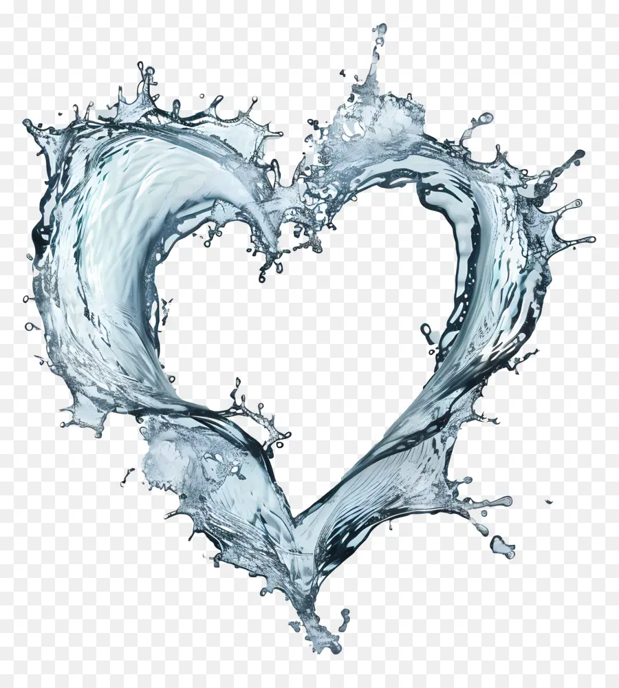Водяное сердце брызг，воды PNG