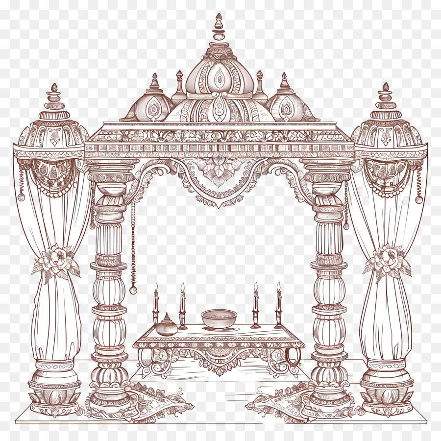 Индуистской свадьбы，индийский храм PNG