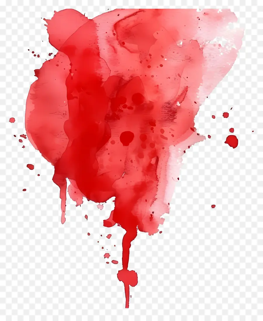 Красный акварельный всплеск，красная картина PNG