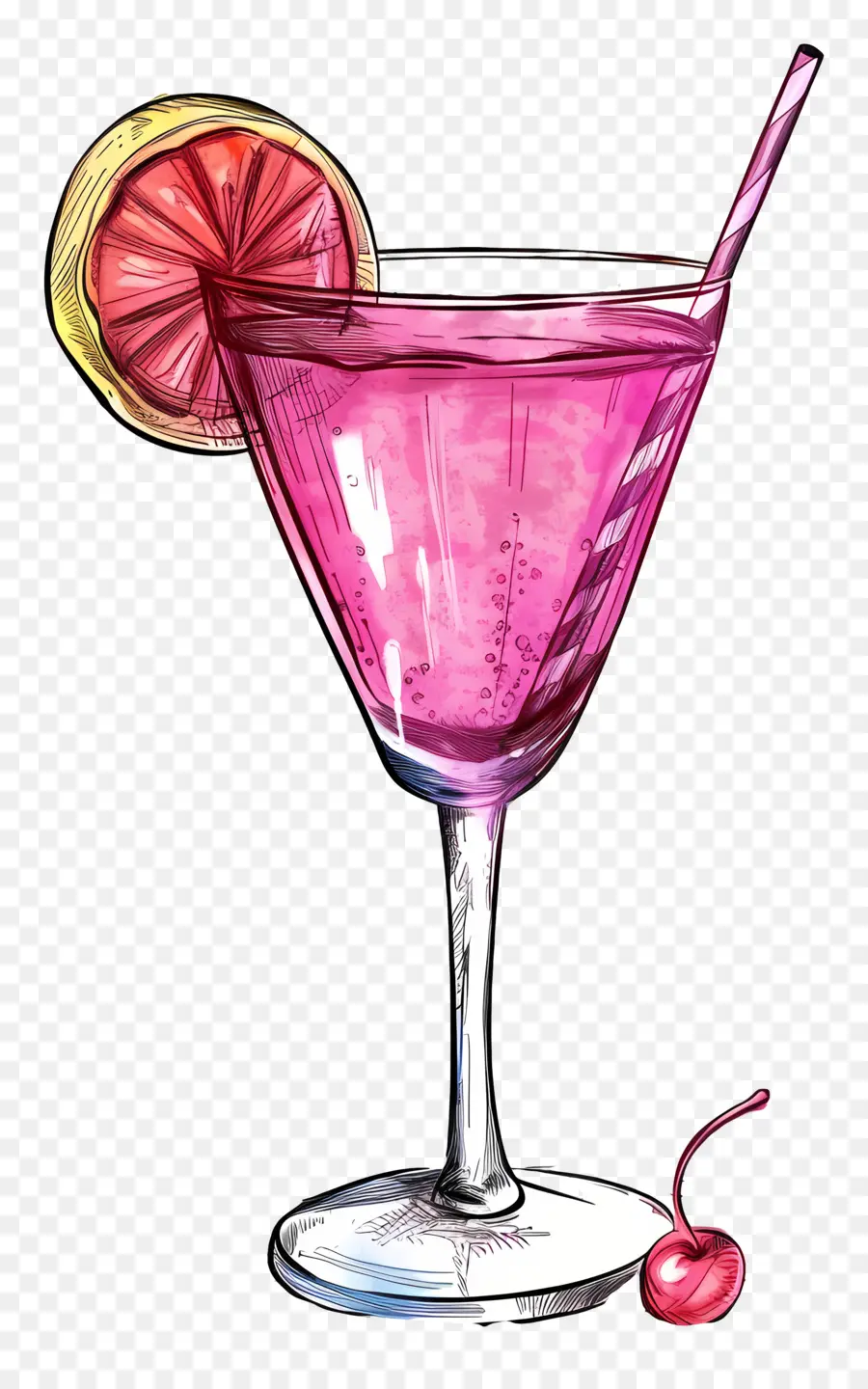 розовый коктейль，Розовый Мартини PNG