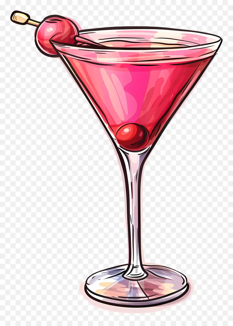 розовый коктейль，вишня PNG