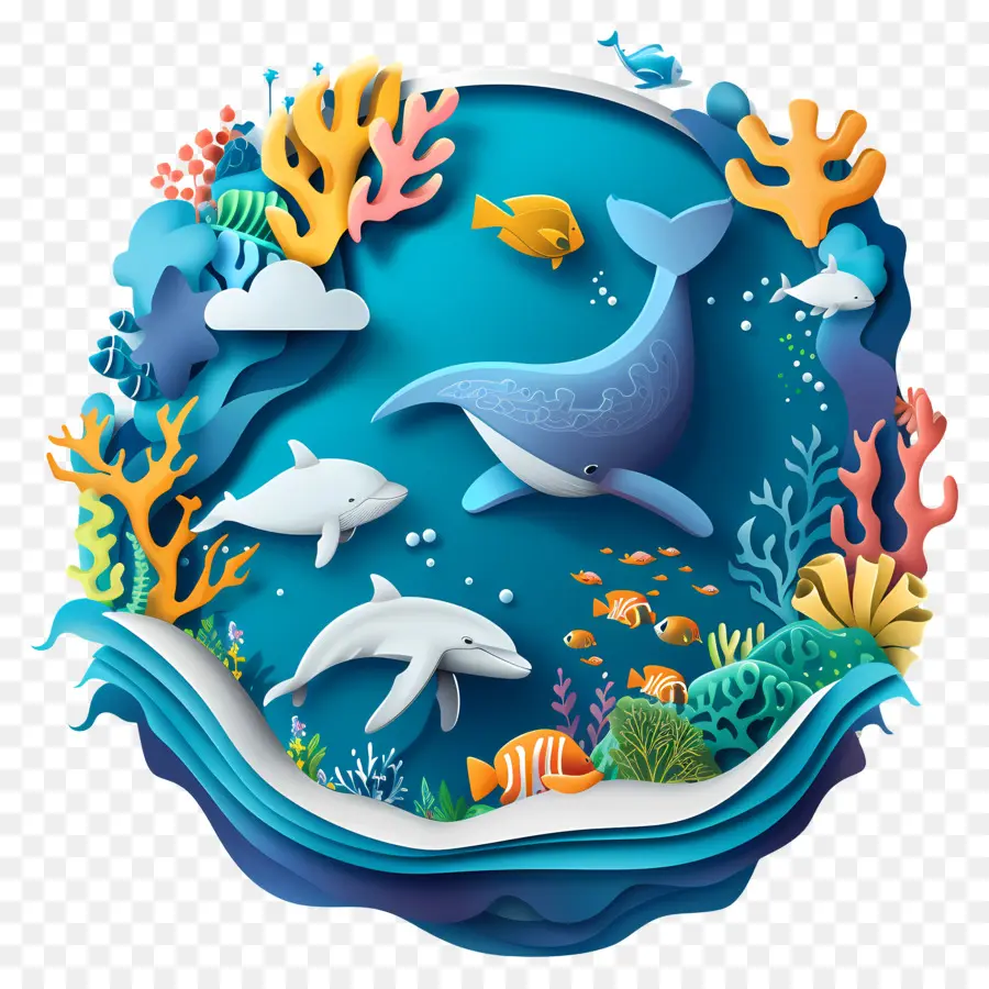 Всемирный день океанов，морские животные PNG