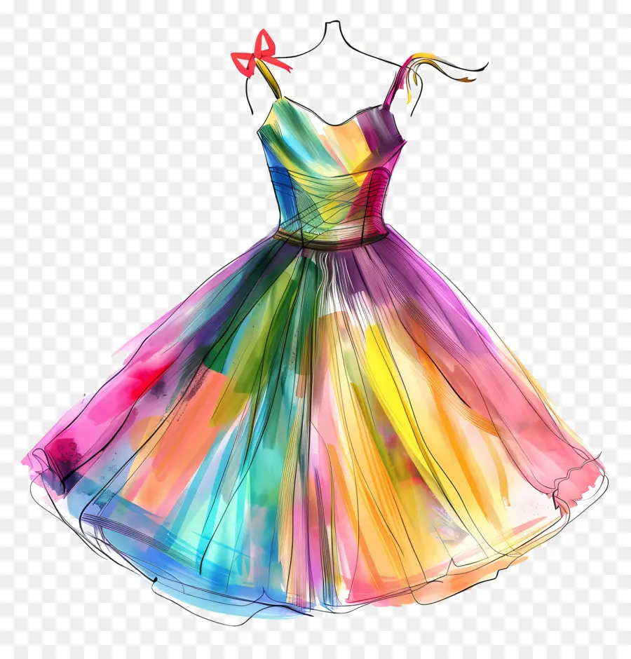 вечернее платье，радужное платье PNG