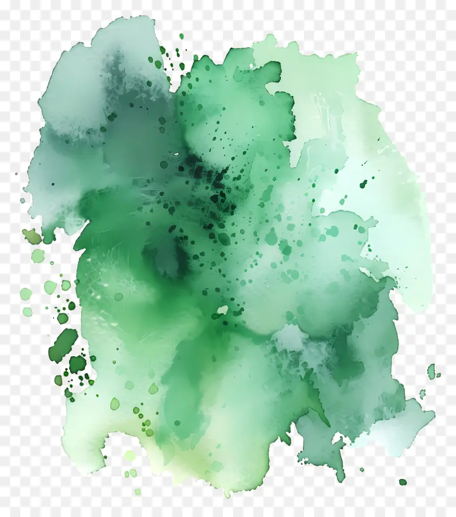 Зеленый акварельный всплеск，зеленая акварель PNG