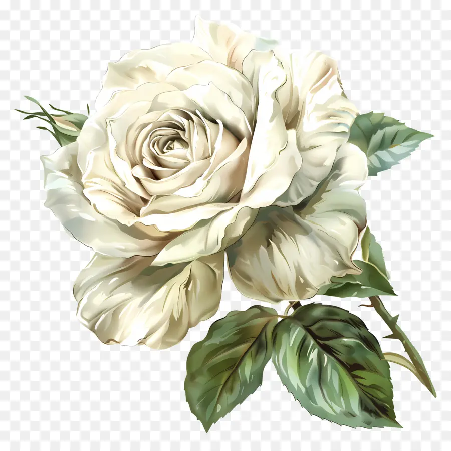 Белая Роза，белый цветок PNG