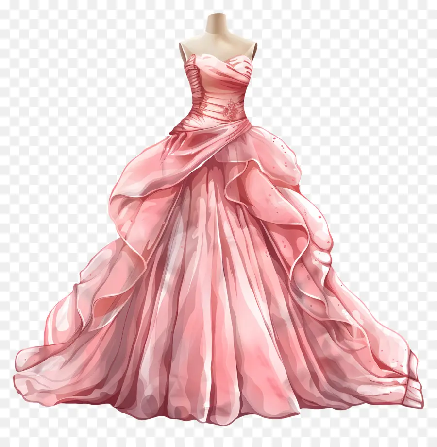 Розовое свадебное платье，кружевные акценты PNG