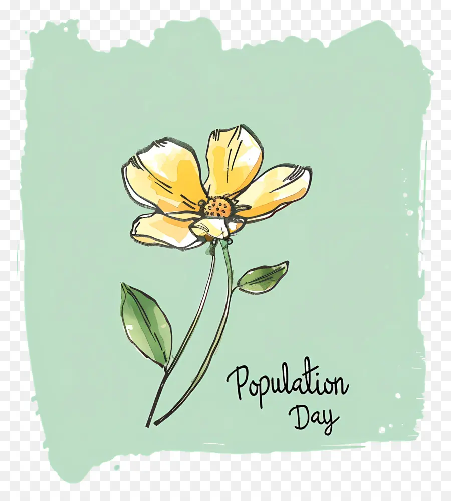 Всемирный день народонаселения，желтый цветок PNG