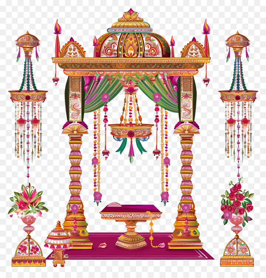 Индуистской свадьбы，индийской архитектуры PNG
