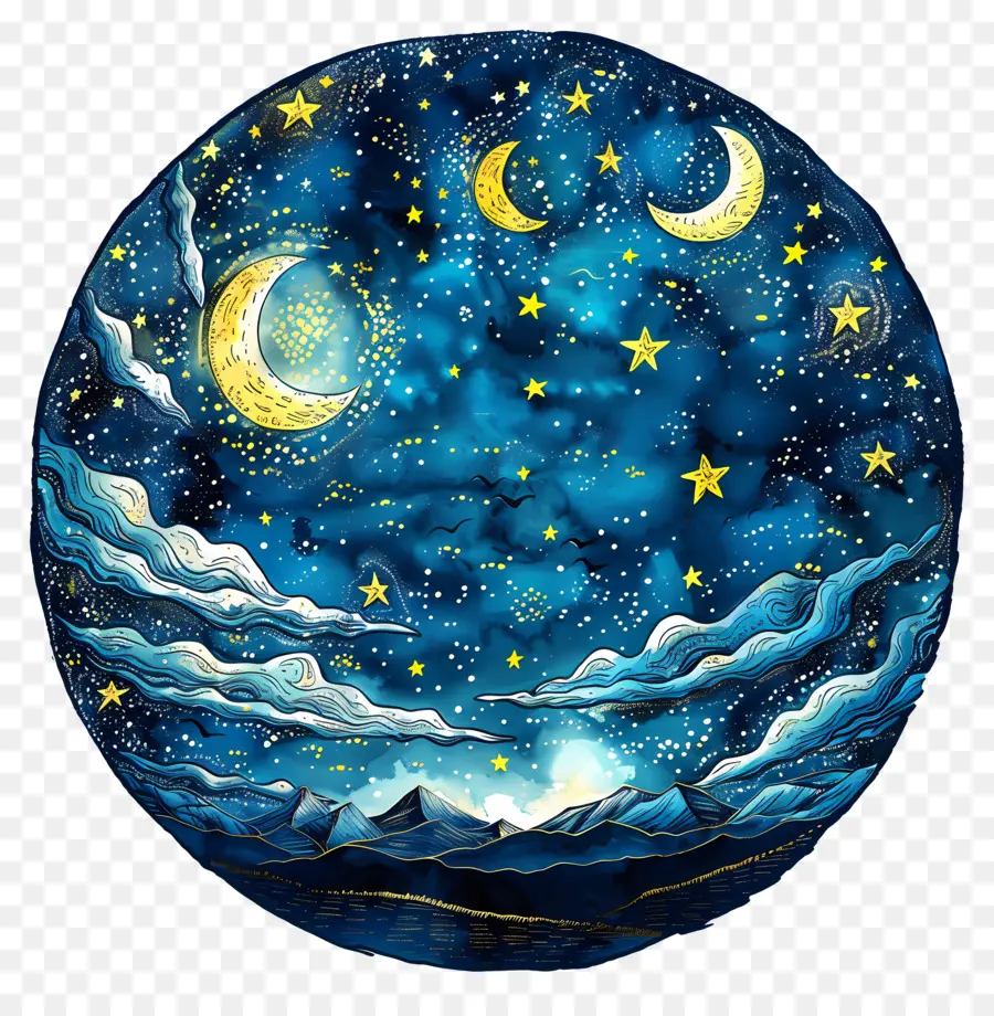 Ночное небо，полная луна PNG