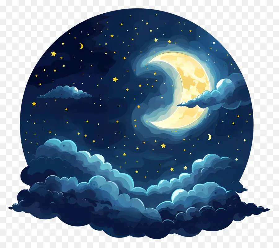 Ночное небо，луна PNG