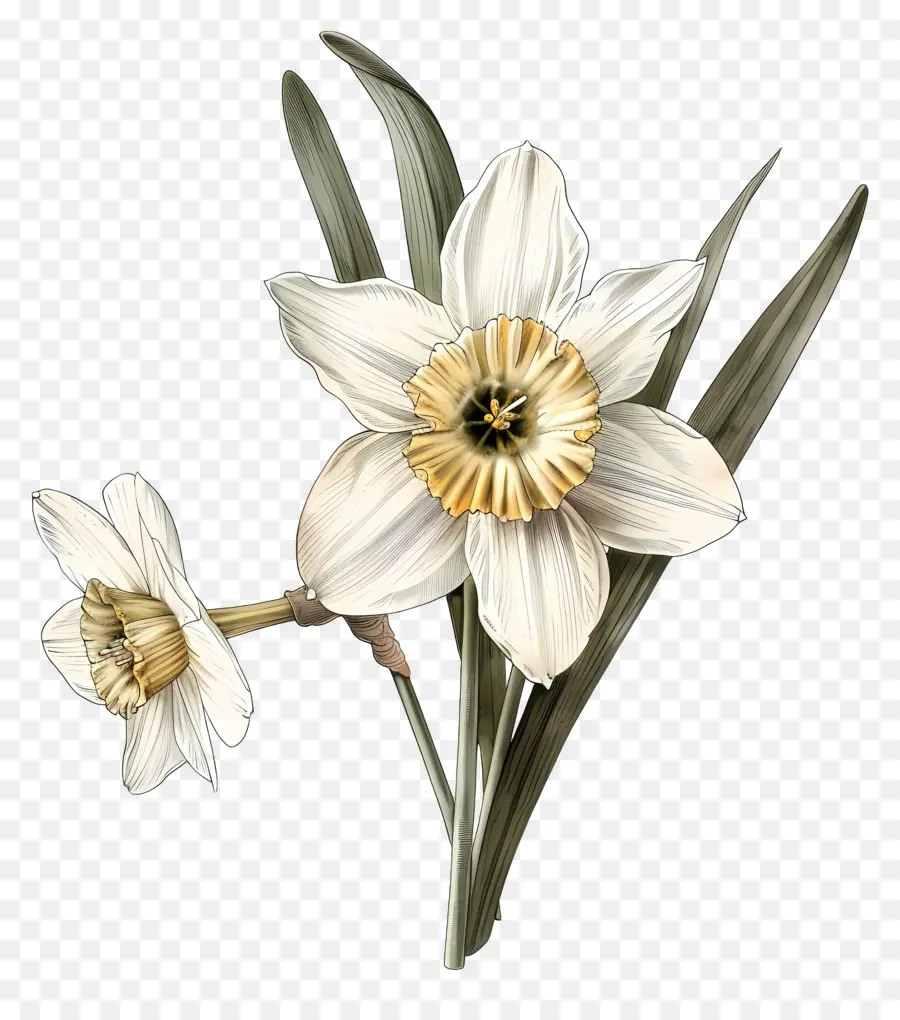 Нарцисский цветок，белый цветок PNG