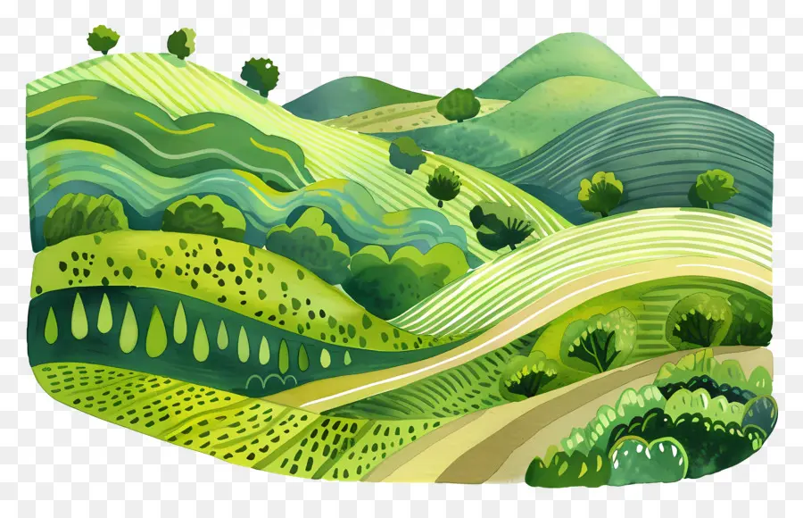Долина клипарт，зеленый пейзаж PNG