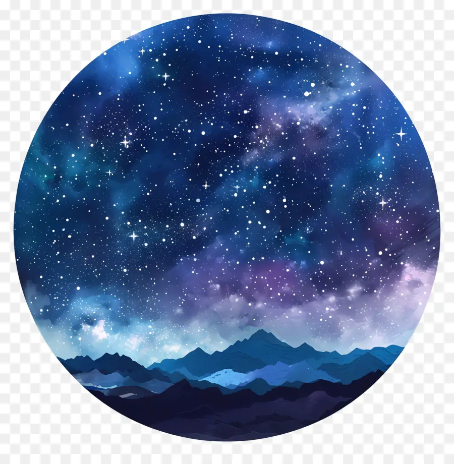 Ночное небо，Mountain Landscape PNG