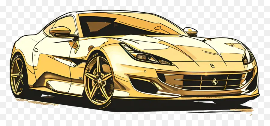 золотой автомобиль，Роскошный спортивный автомобиль PNG