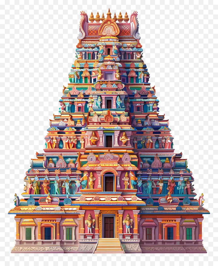 Индуистский Храм，богато украшенный храм PNG