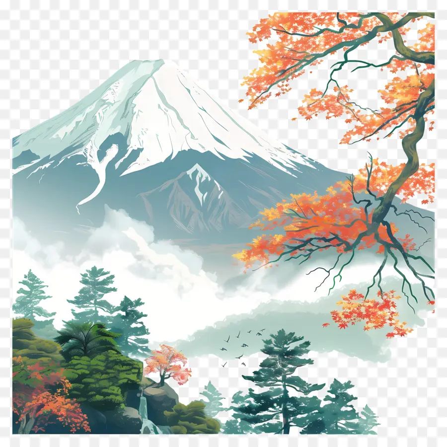 Гора Фуджи，горная живопись PNG