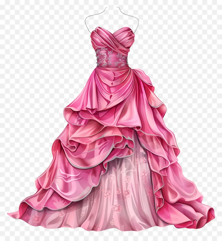 Розовое свадебное платье，розовое платье PNG