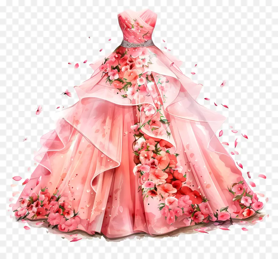Розовое свадебное платье，Розовый балгол PNG