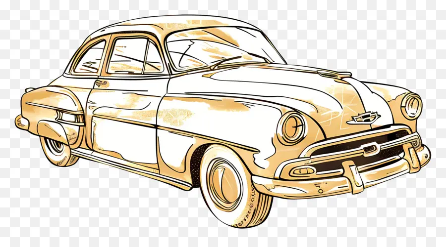 золотой автомобиль，Старинных автомобилей PNG