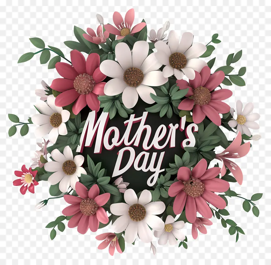 Mothers Day，цветочный венок PNG