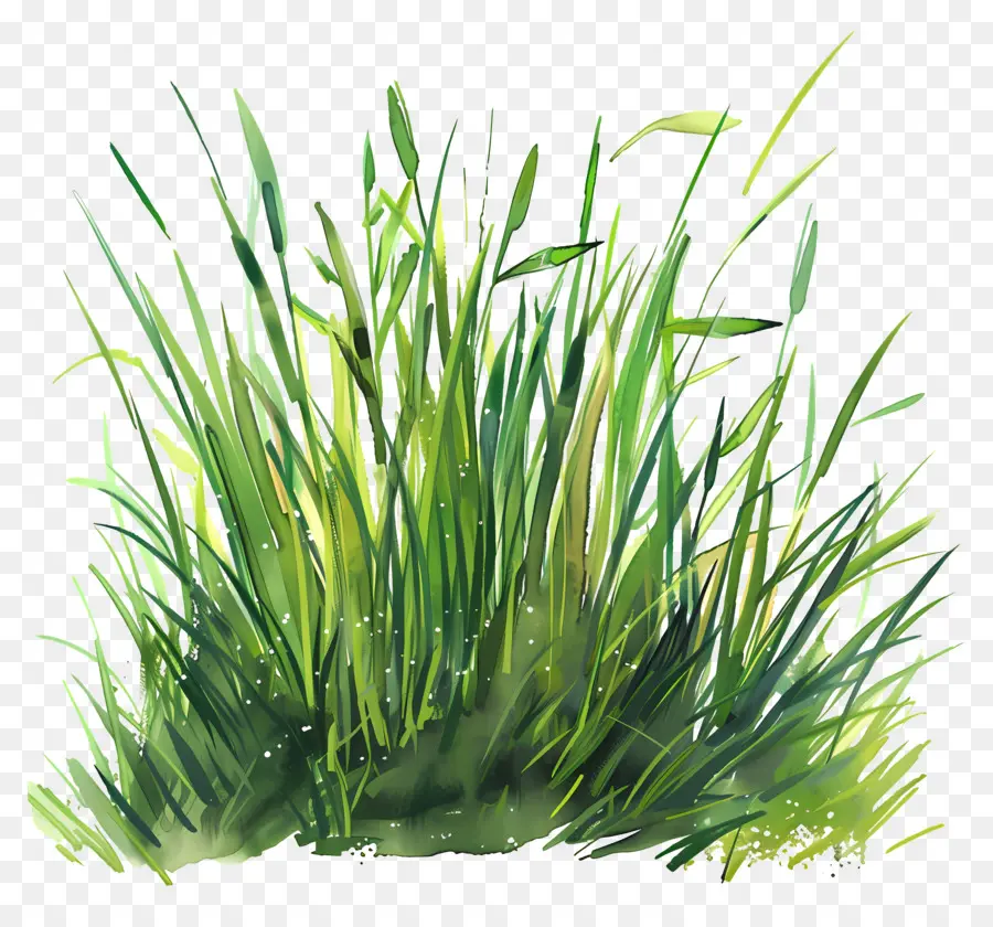 зеленая трава，акварельная живопись PNG