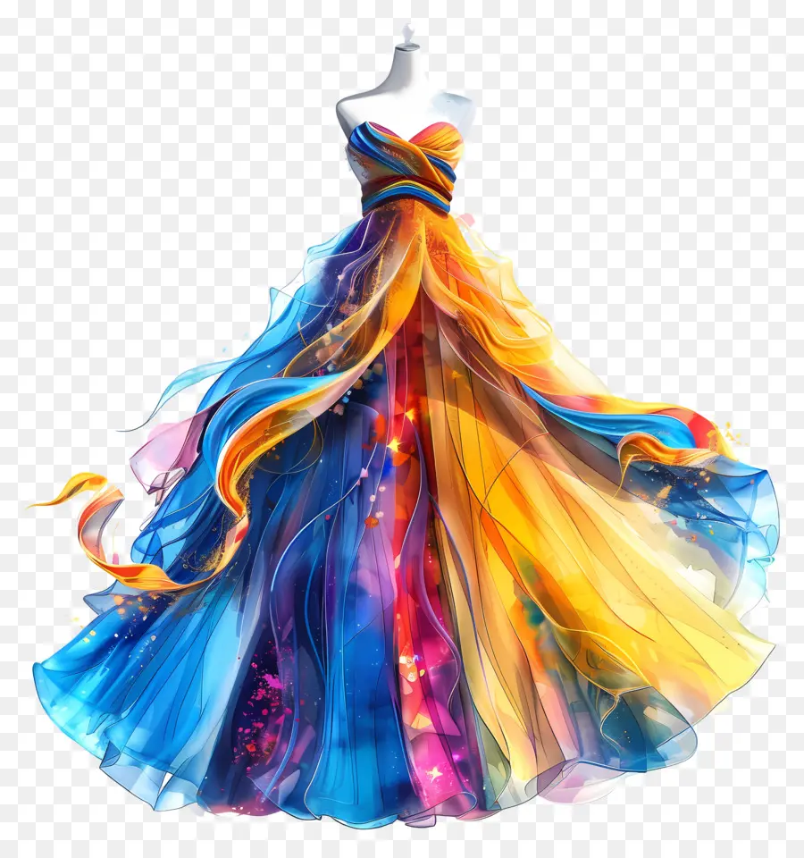 вечернее платье，красочное платье PNG