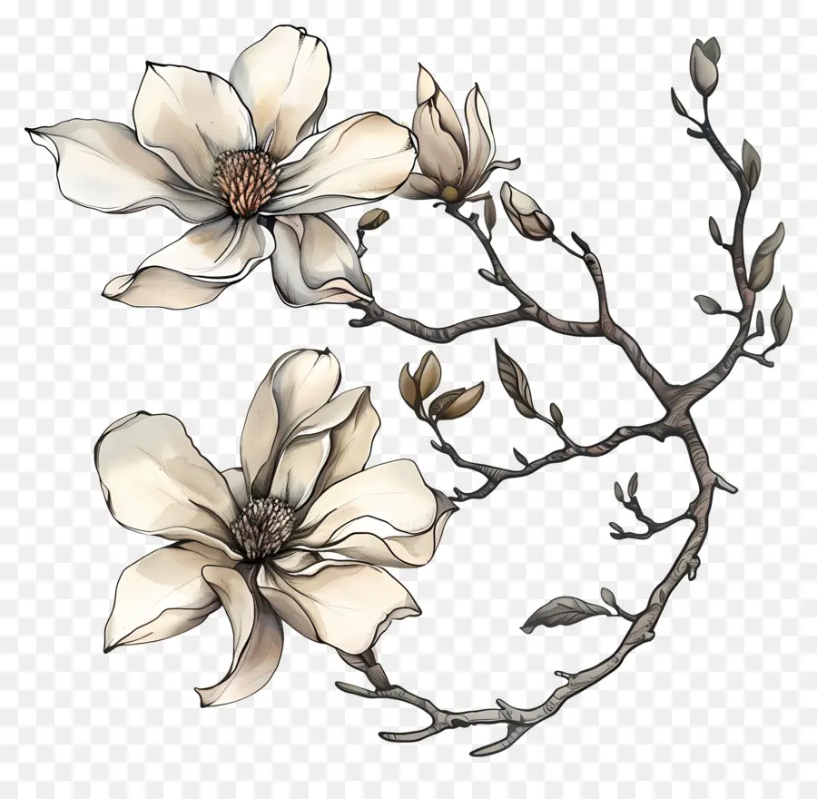 магнолия цветы，белые цветы PNG