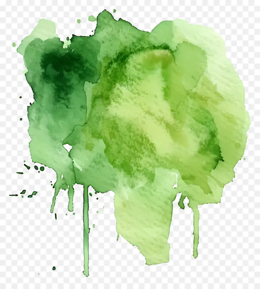 Зеленый акварельный всплеск，акварельный фон PNG