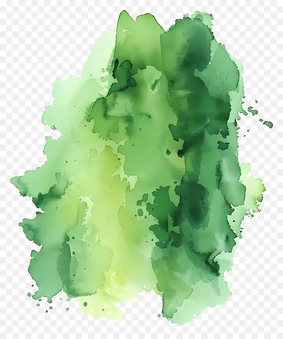 Зеленый акварельный всплеск，акварель PNG