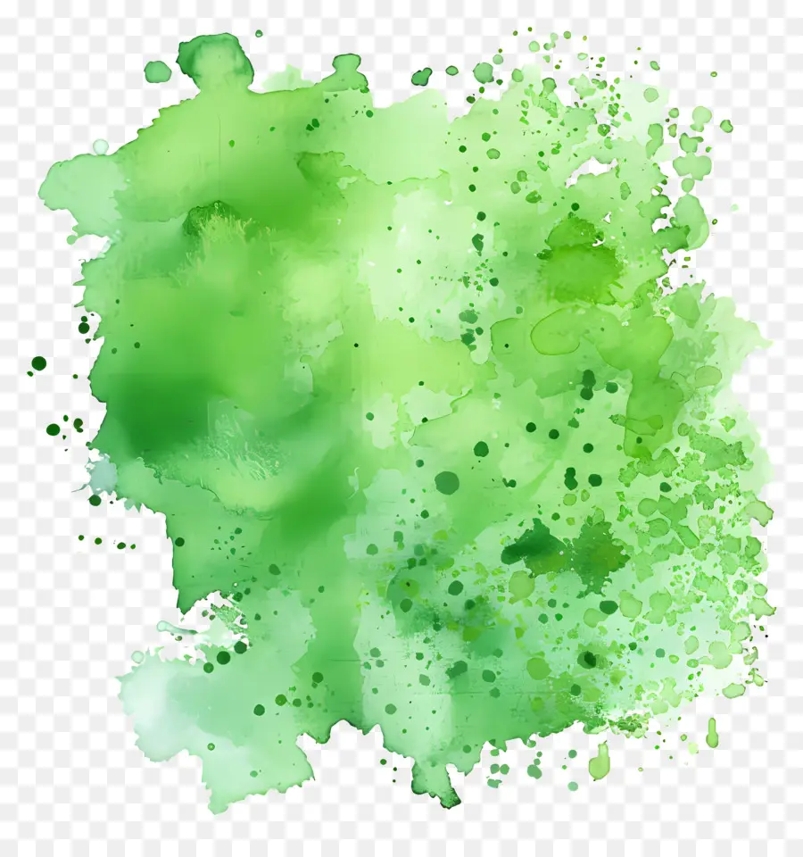 Зеленый акварельный всплеск，акварельная живопись PNG