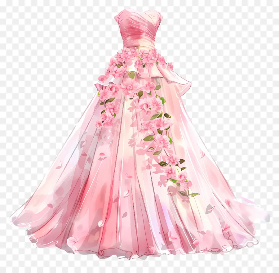 Розовое свадебное платье，розовое платье принцессы PNG