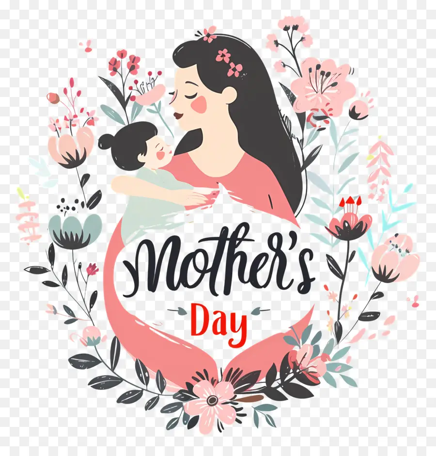 Mothers Day，мать и ребенок PNG