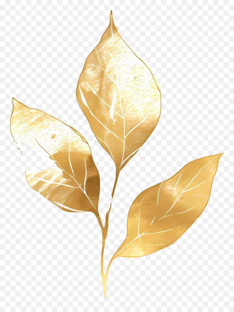 Золотой лист，черный фон PNG