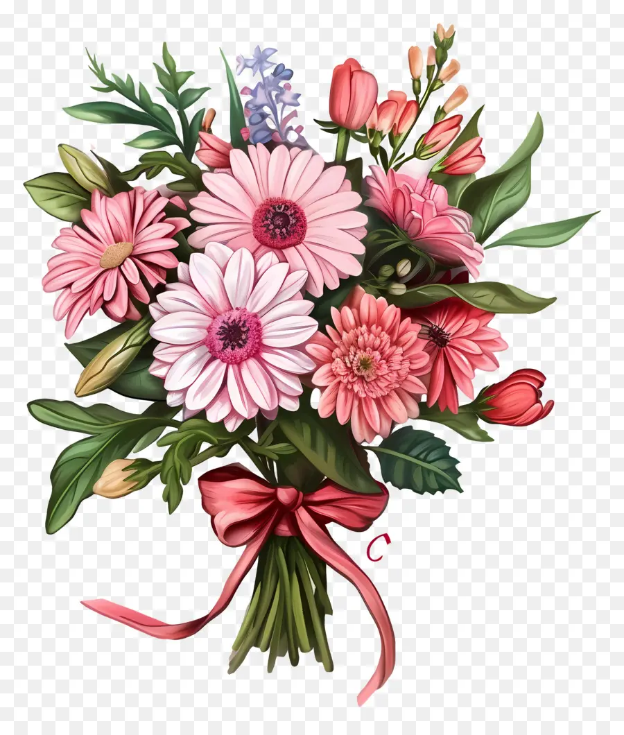 Mothers Day，розовые и белые цветы PNG