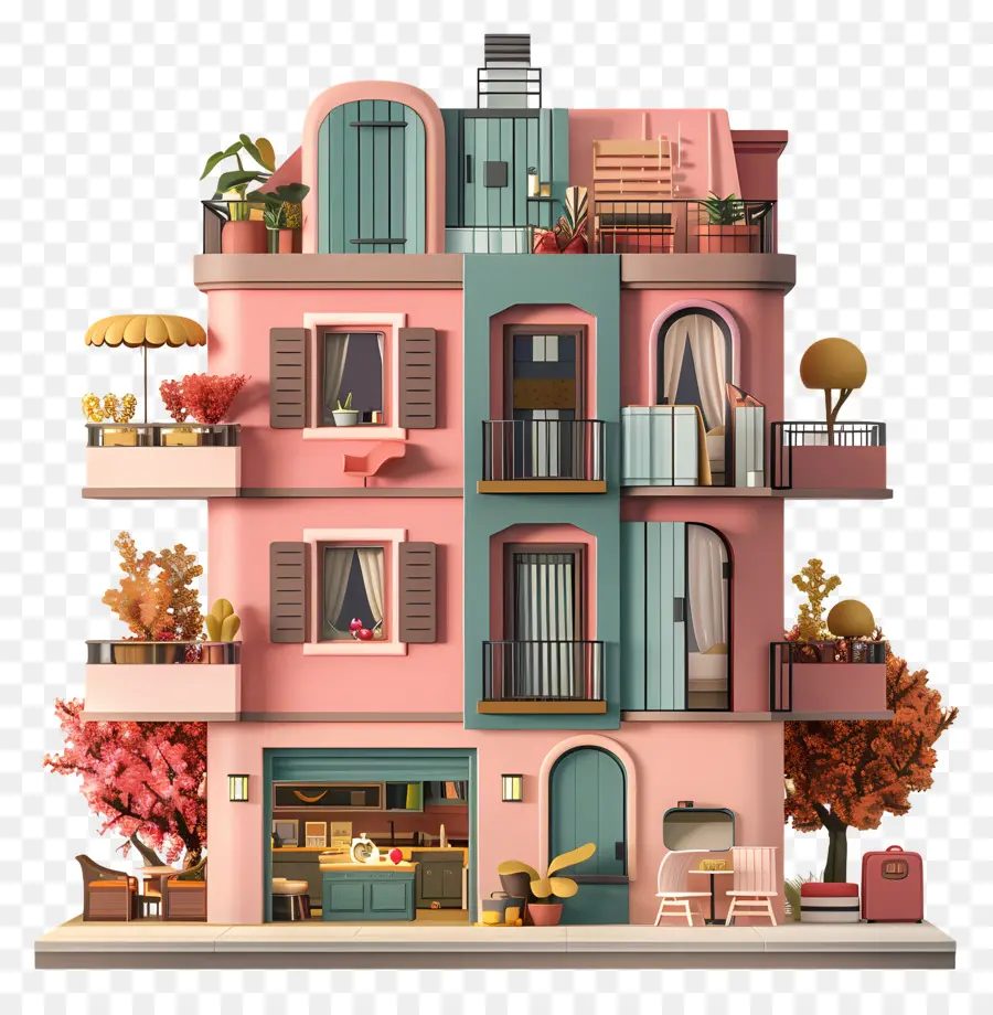 Апартаменты，розовый дом PNG