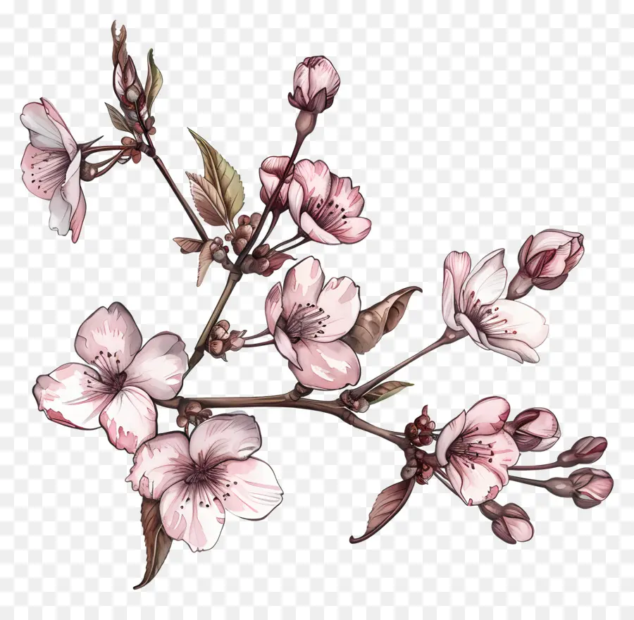 Сакура цветы，акварельная живопись PNG