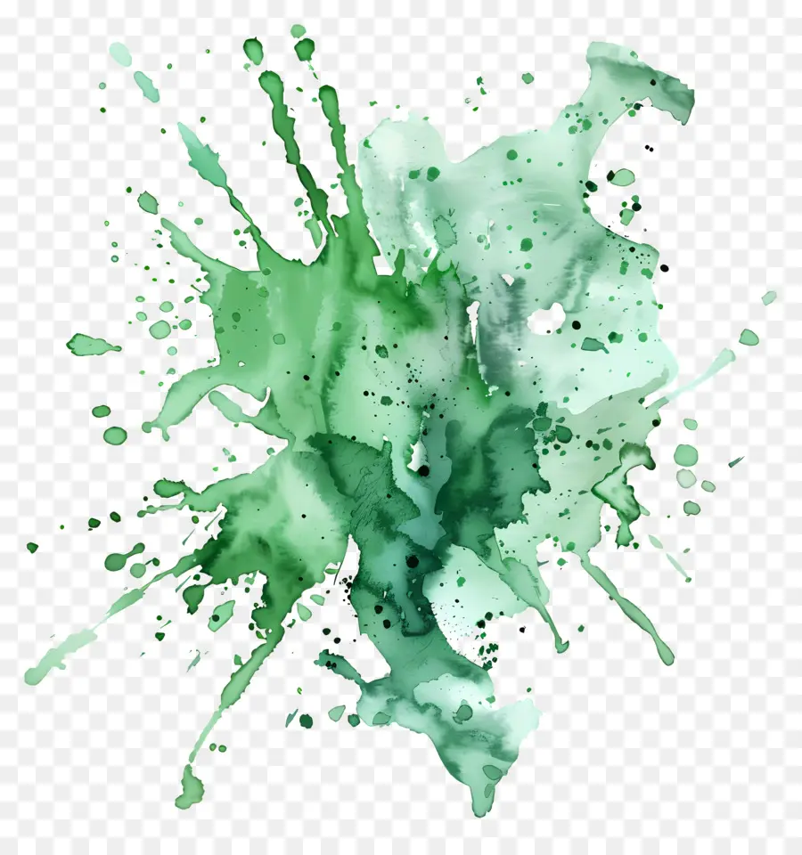 Зеленый акварельный всплеск，акварельная живопись PNG