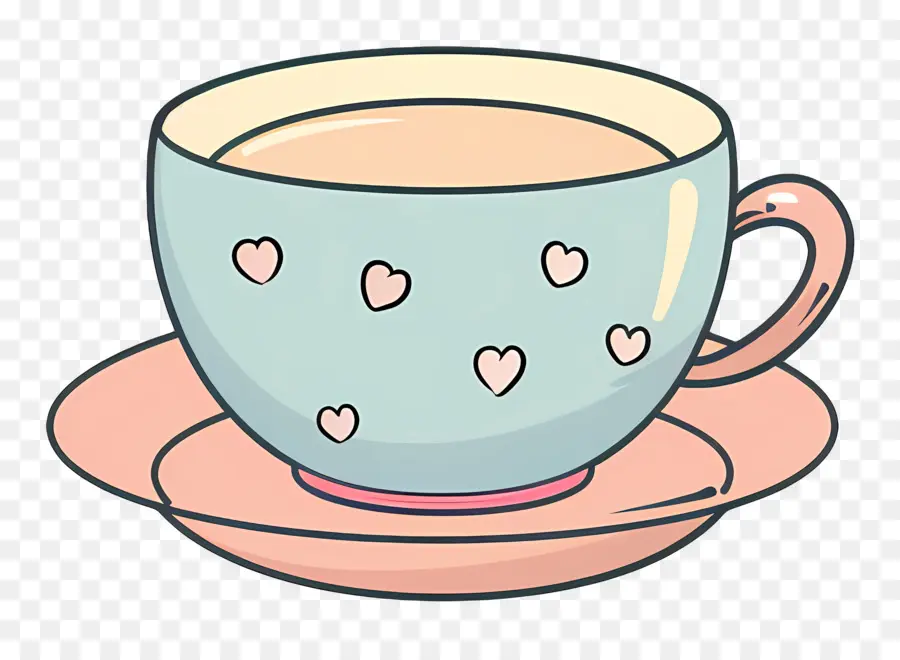 чашка чая，розовый сердечный чашка PNG