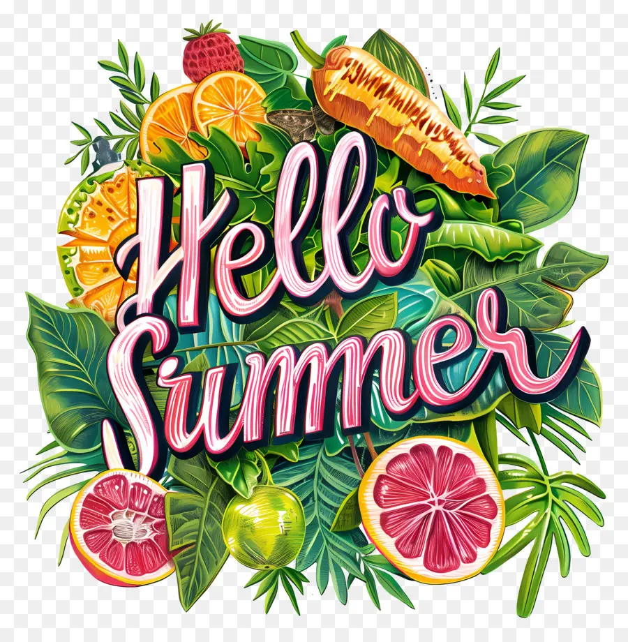 привет лето，летние фрукты PNG