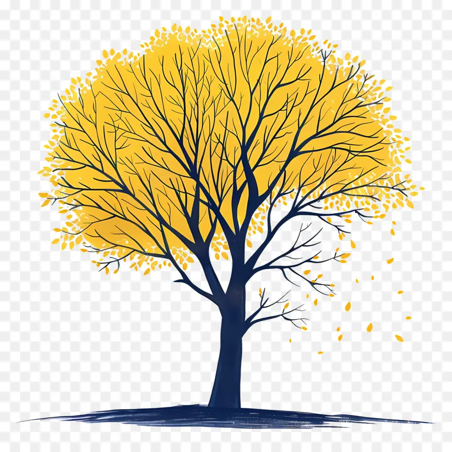 Дерево，желтые листья PNG