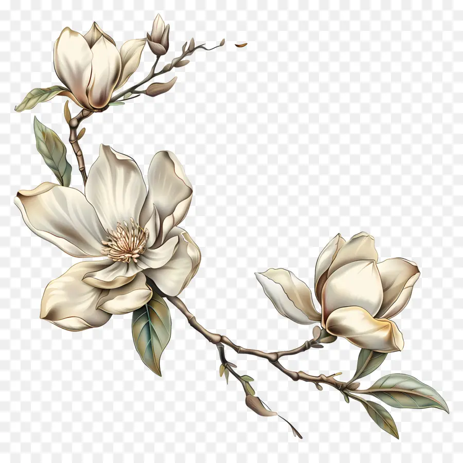 магнолия цветы，белый цветок PNG