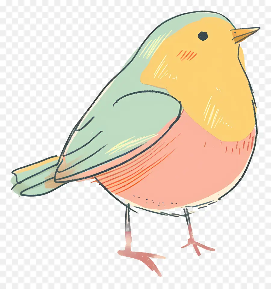 Doodle Bird，синяя и желтая птица PNG