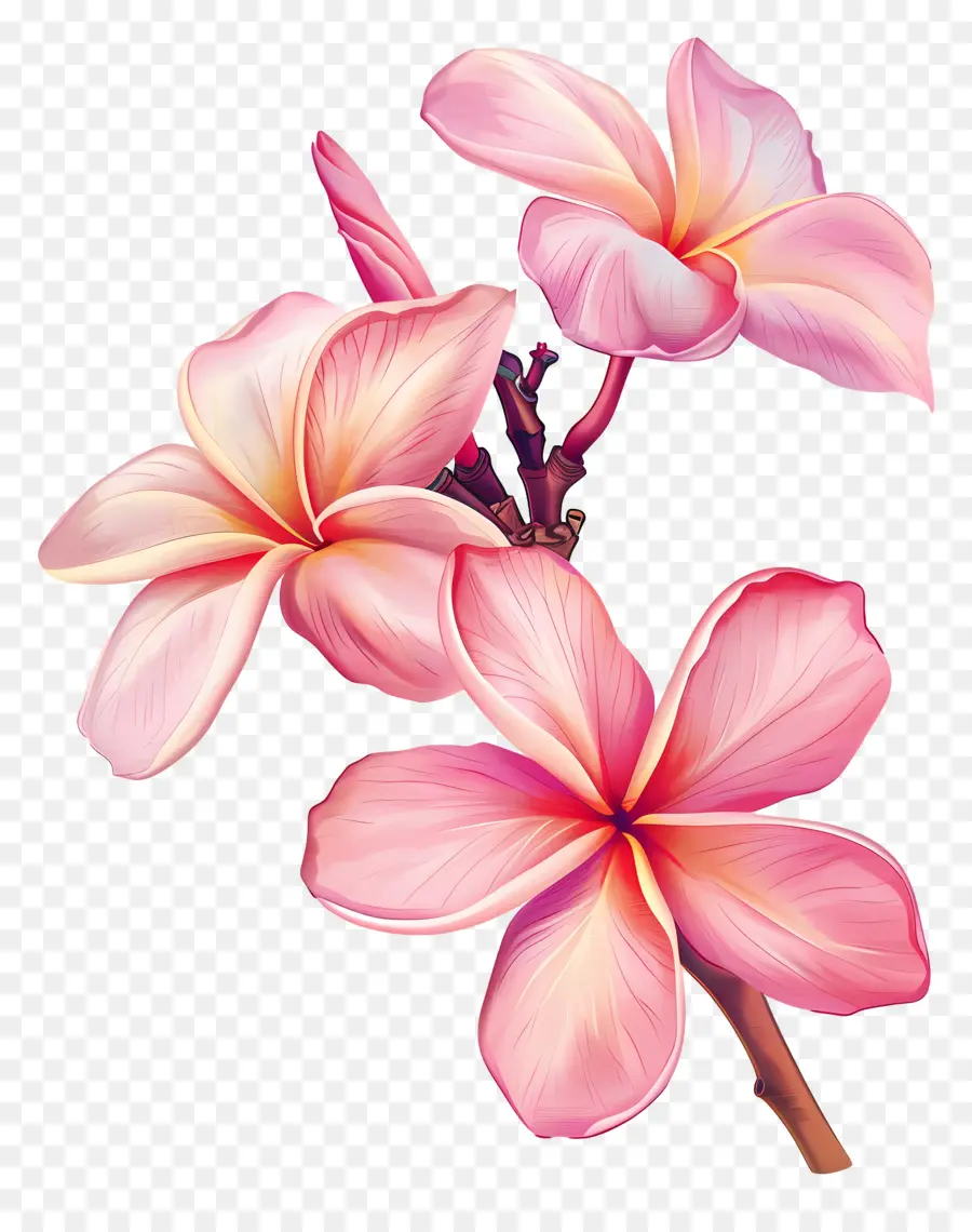 Розовый цветок Plumeria，Розовые цветы PNG
